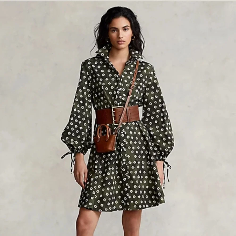 Polo Ralph Lauren Block-Print Tie-Cuff Cotton Shirtdress - Picture 5 of 10